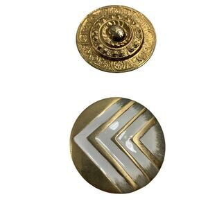 Charmant Belt Buckle & Unmarked Belt Buckle Goldtone Round Ornate Metal Vintage